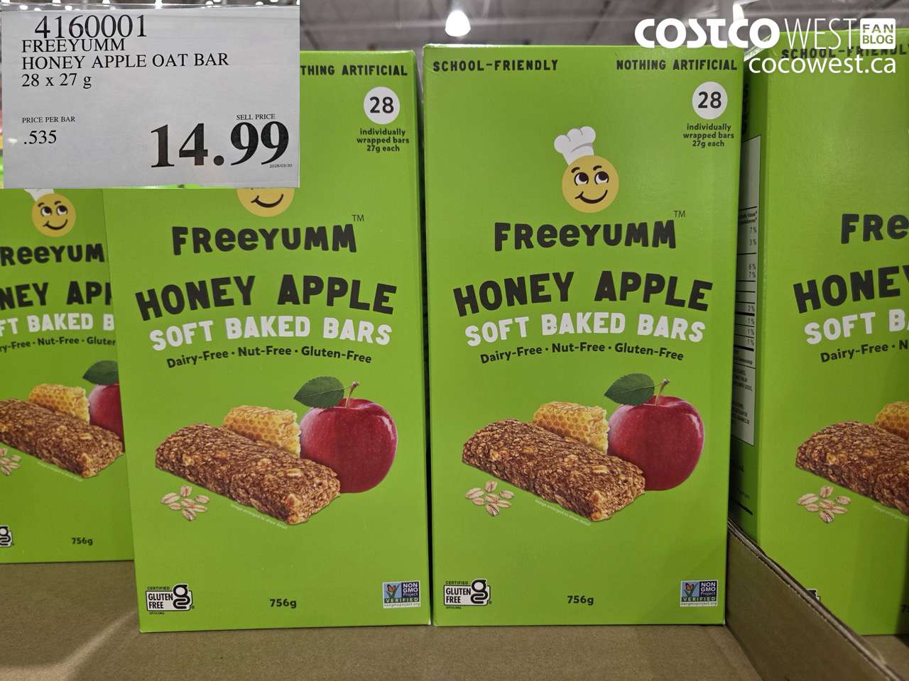 4160001 FREEYUMM HONEY APPLE OAT BAR 28 X 27G $14.99
