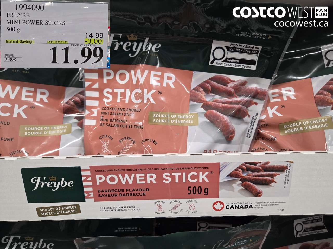 1994090 FREYBE MINI POWER STICKS 500 G ($3.00 INSTANT SAVINGS EXPIRES ON 2026-03-22) $11.99