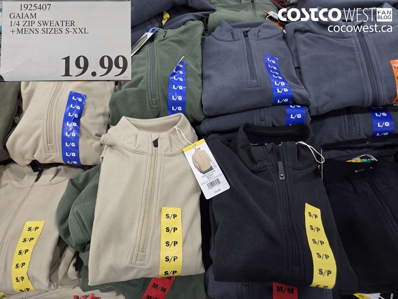 1925407 GAIAM 1/4 ZIP SWEATER + MENS SIZES S-XXL $19.99