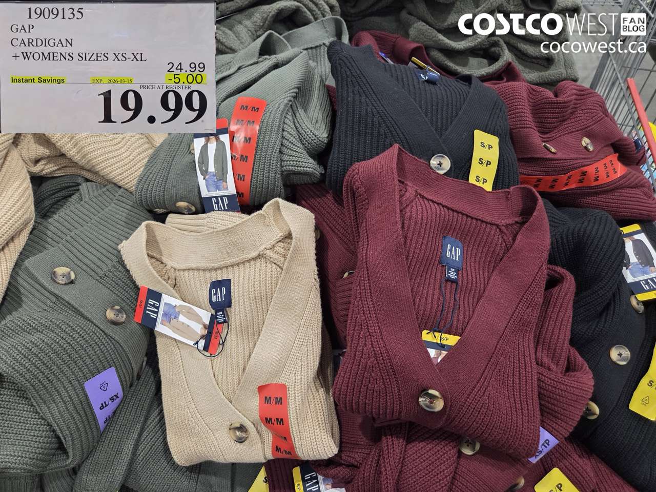 1909135 GAP CARDIGAN + WOMENS SIZES XS-XL ($5.00 INSTANT SAVINGS EXPIRES ON 2026-03-15) $19.99
