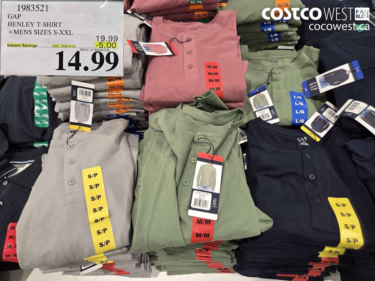 1983521 GAP HENLEY T-SHIRT +MENS SIZES S-XXL ($5.00 INSTANT SAVINGS EXPIRES ON 2026-03-29) $14.99