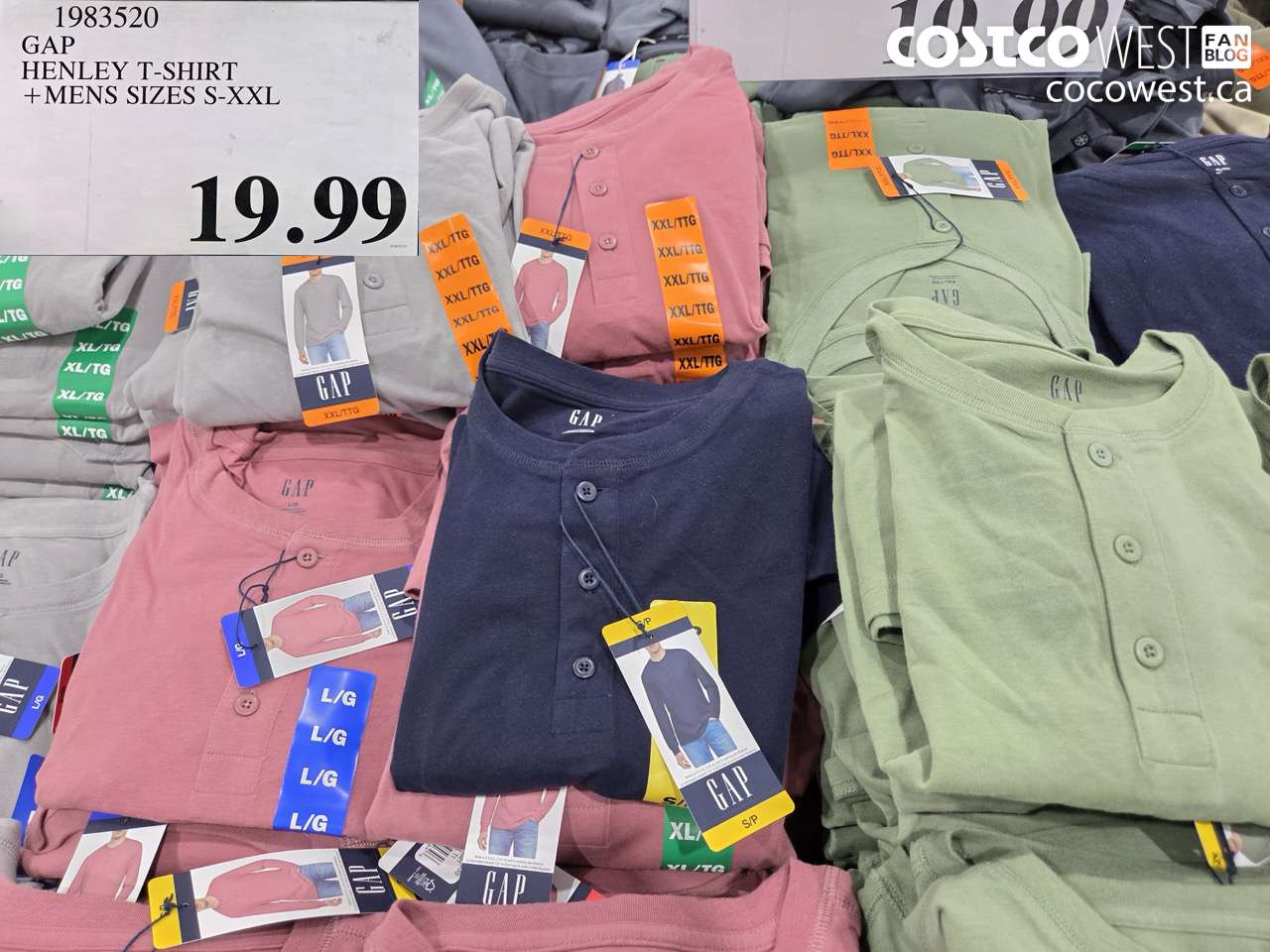 1983520 GAP HENLEY T-SHIRT + MENS SIZES S-XXL $19.99