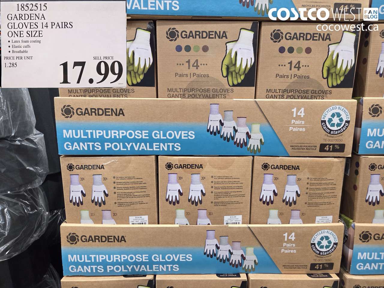 1852515 GARDENA GLOVES 14 PAIRS ONE SIZE $17.99