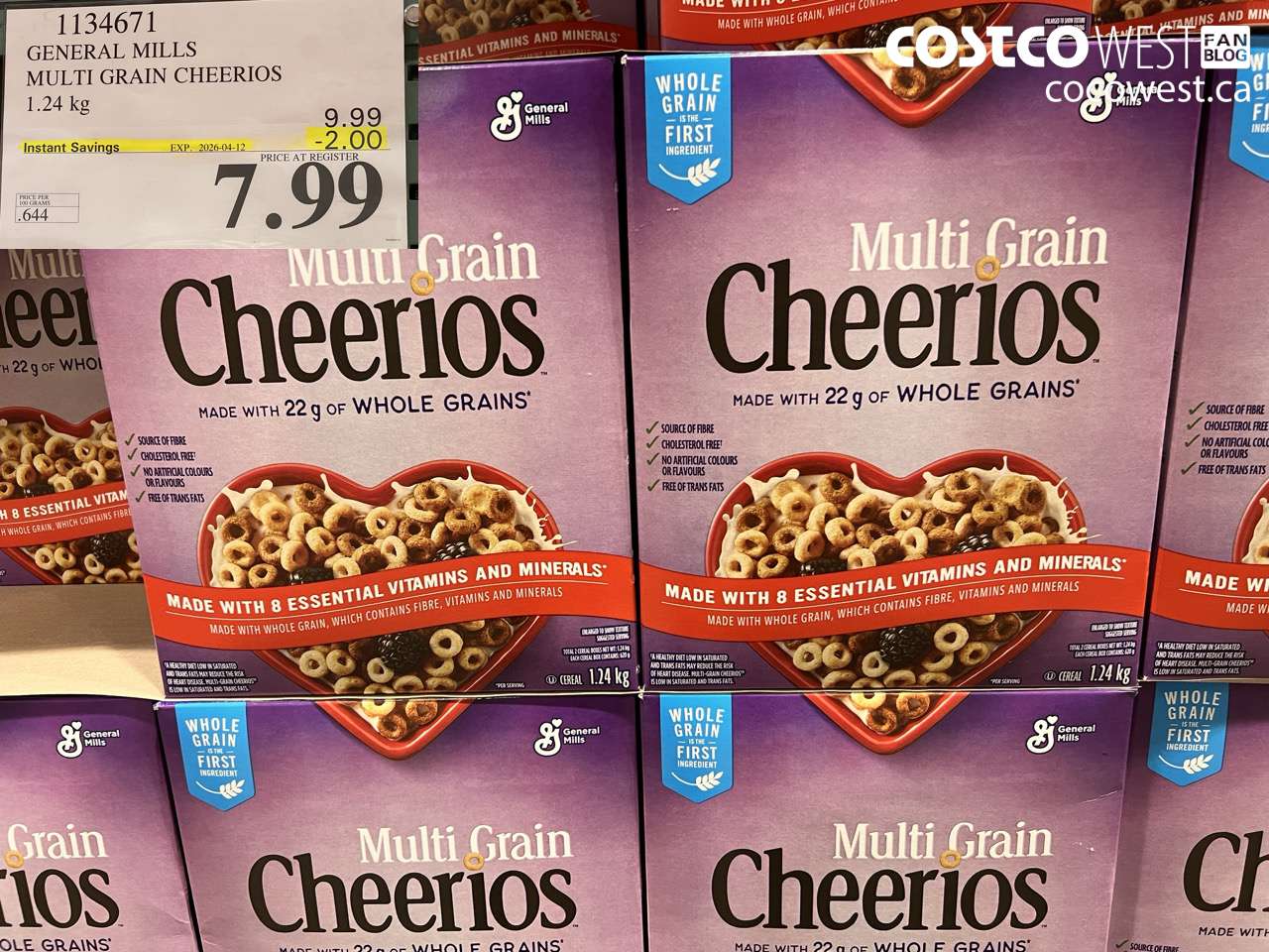 1134671 GENERAL MILLS MULTI GRAIN CHEERIOS 1.24KG ($2.00 INSTANT SAVINGS EXPIRES ON 2026-04-12) $7.99