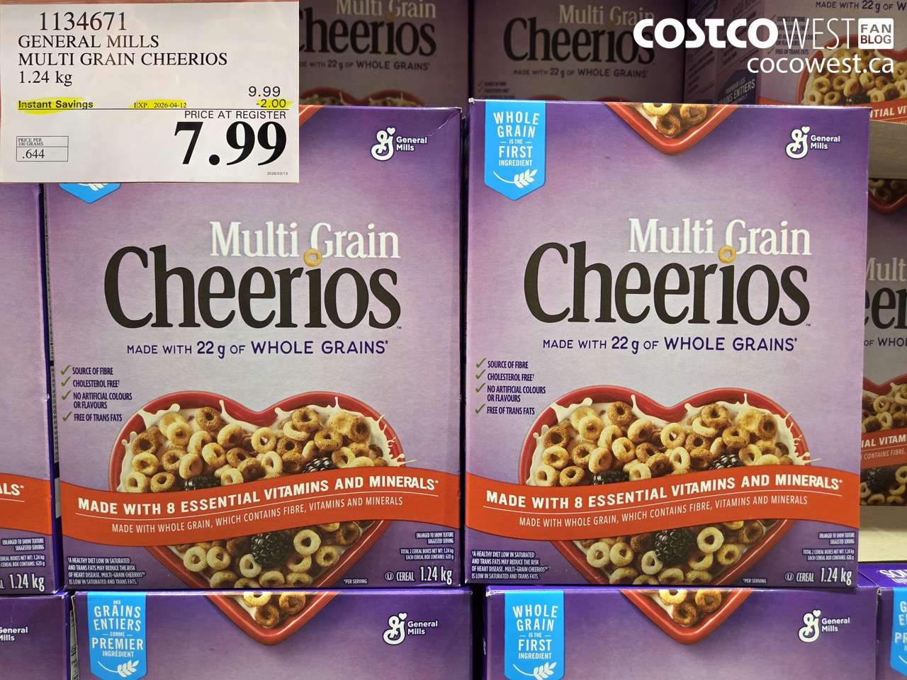 1134671 GENERAL MILLS MULTI GRAIN CHEERIOS 1.24 KG ($2.00 INSTANT SAVINGS EXPIRES ON 2026-04-12) $7.99