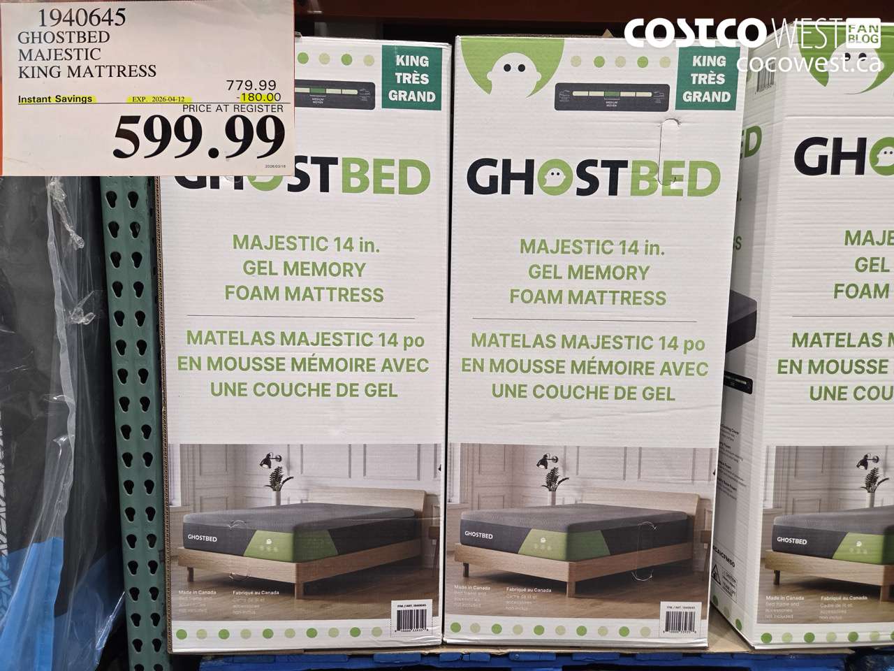 1940645 GHOSTBED MAJESTIC KING MATTRESS ($180.00 INSTANT SAVINGS EXPIRES ON 2026-04-12) $599.99