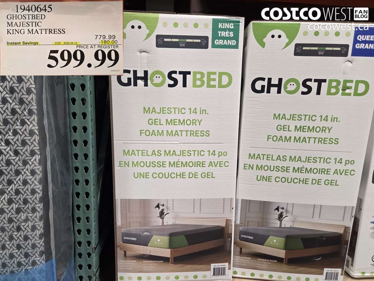 1940645 GHOSTBED MAJESTIC KING MATTRESS ($180.00 INSTANT SAVINGS EXPIRES ON 2026-04-12) $599.99