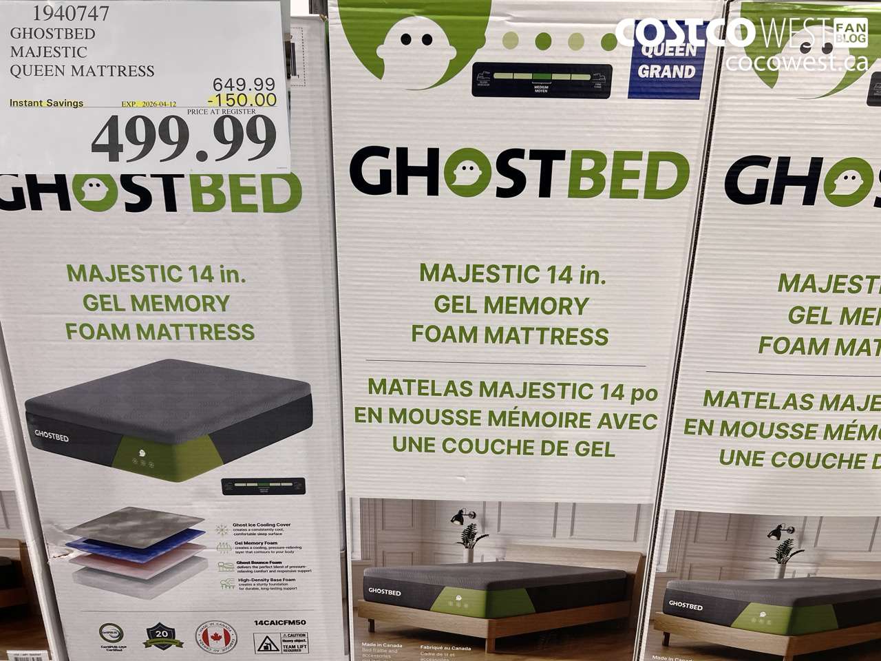 1940747 GHOSTBED MAJESTIC QUEEN MATTRESS ($150.00 INSTANT SAVINGS EXPIRES ON 2026-04-12) $499.99