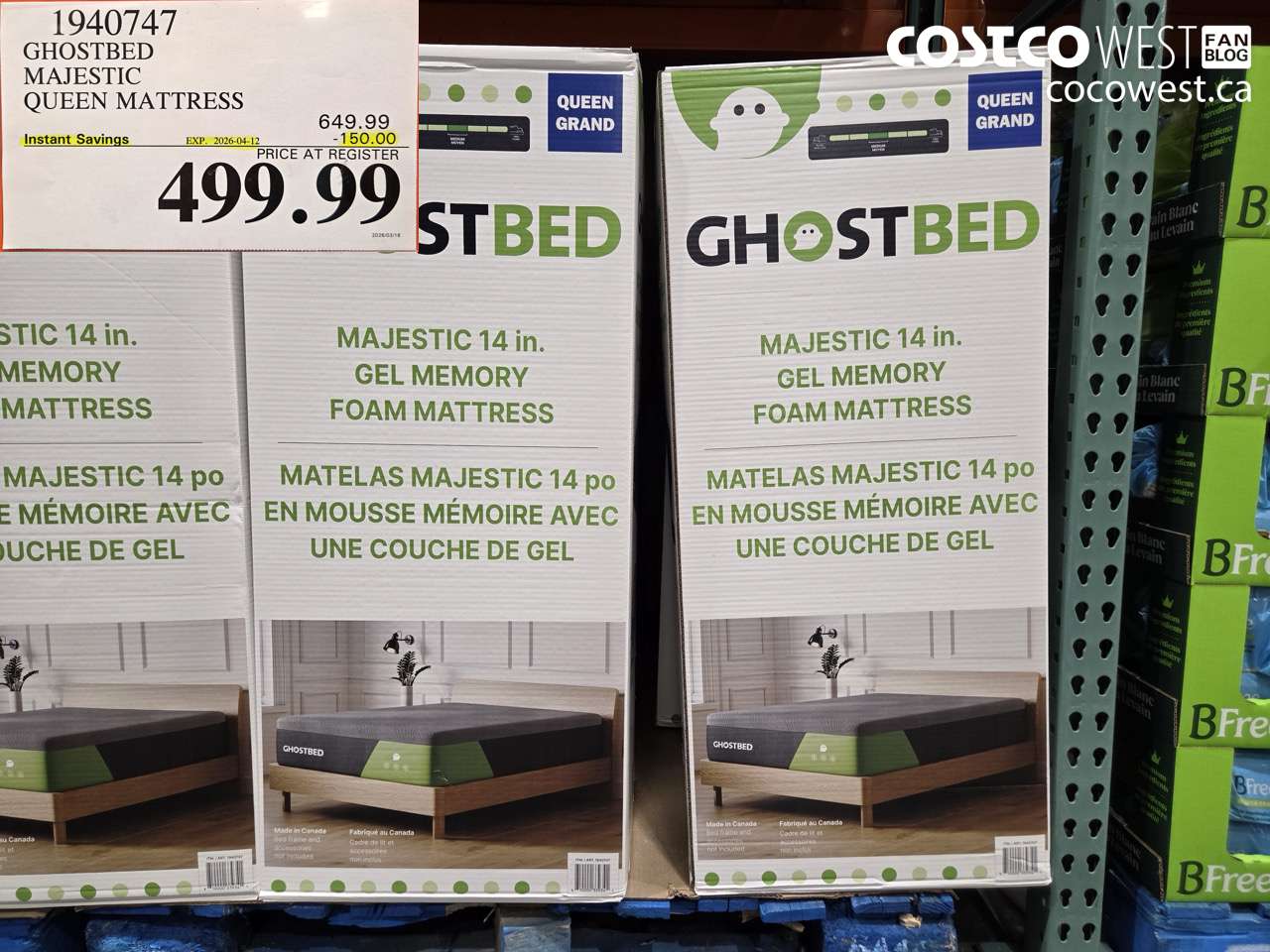 1940747 GHOSTBED MAJESTIC QUEEN MATTRESS ($150.00 INSTANT SAVINGS EXPIRES ON 2026-04-12) $499.99