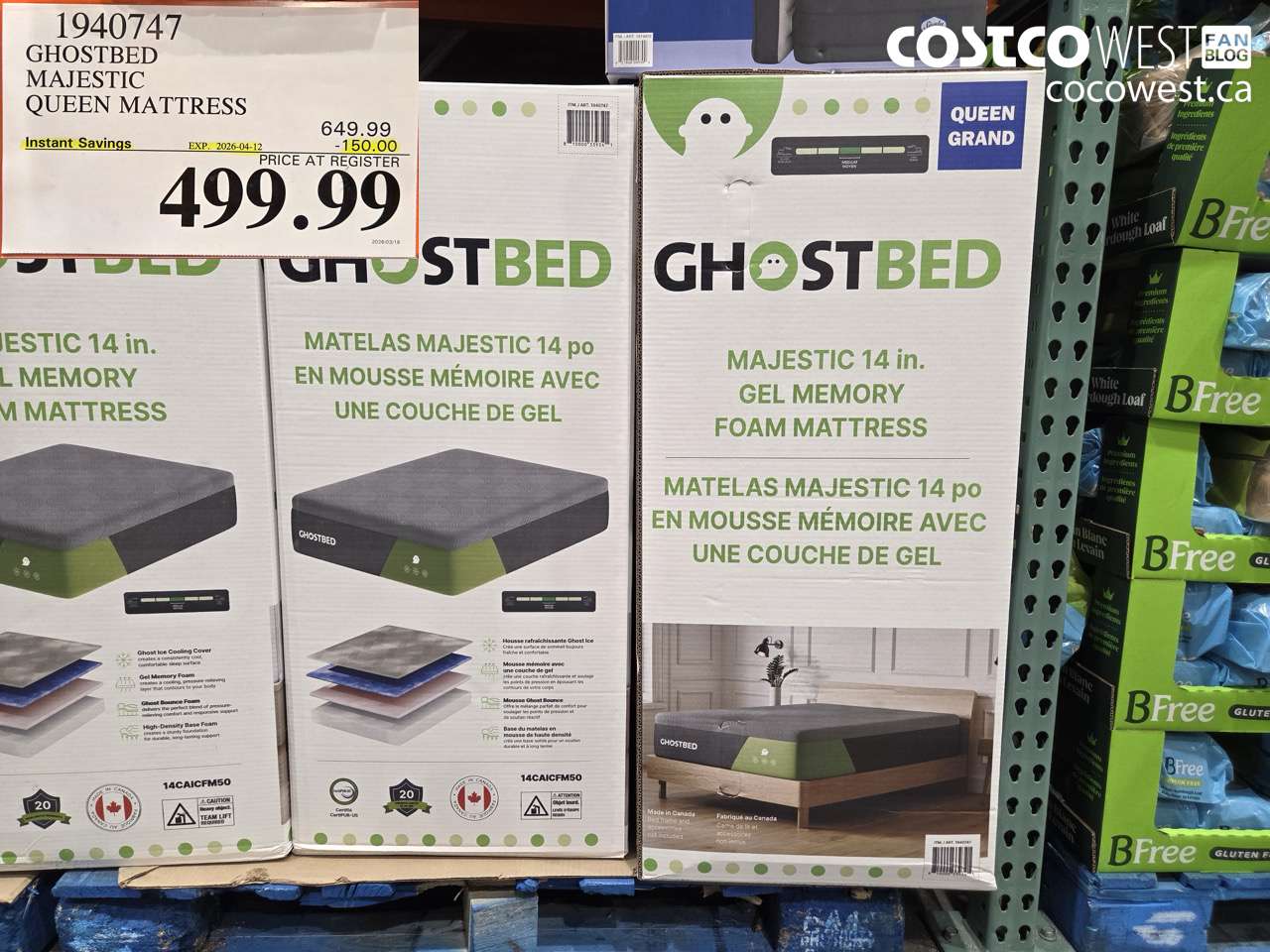 1940747 GHOSTBED MAJESTIC QUEEN MATTRESS ($150.00 INSTANT SAVINGS EXPIRES ON 2026-04-12) $499.99