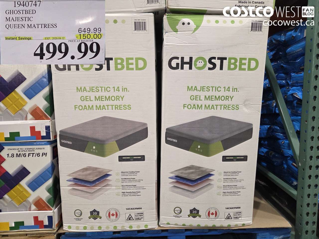 1940747 GHOSTBED MAJESTIC QUEEN MATTRESS ($150.00 INSTANT SAVINGS EXPIRES ON 2026-04-12) $499.99