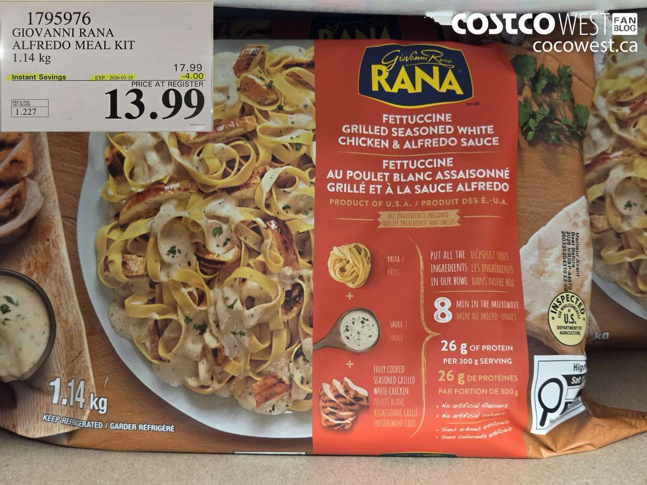 1795976 GIOVANNI RANA ALFREDO MEAL KIT 1.14 KG ($4.00 INSTANT SAVINGS EXPIRES ON 2026-03-15) $13.99