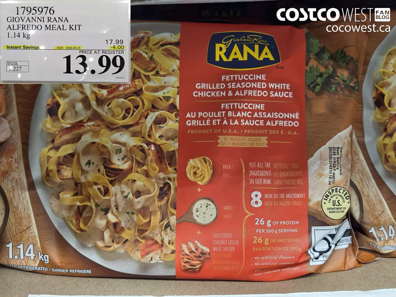 1795976 GIOVANNI RANA ALFREDO MEAL KIT 1.14 KG ($4.00 INSTANT SAVINGS EXPIRES ON 2026-03-15) $13.99