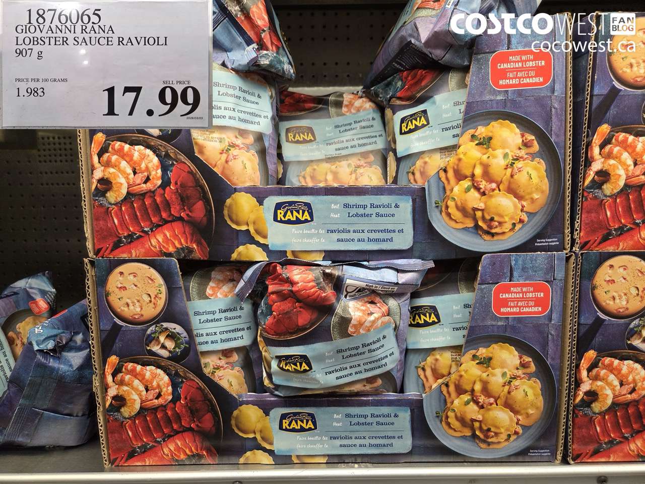 1876065 GIOVANNI RANA LOBSTER SAUCE RAVIOLI 907 G $17.99