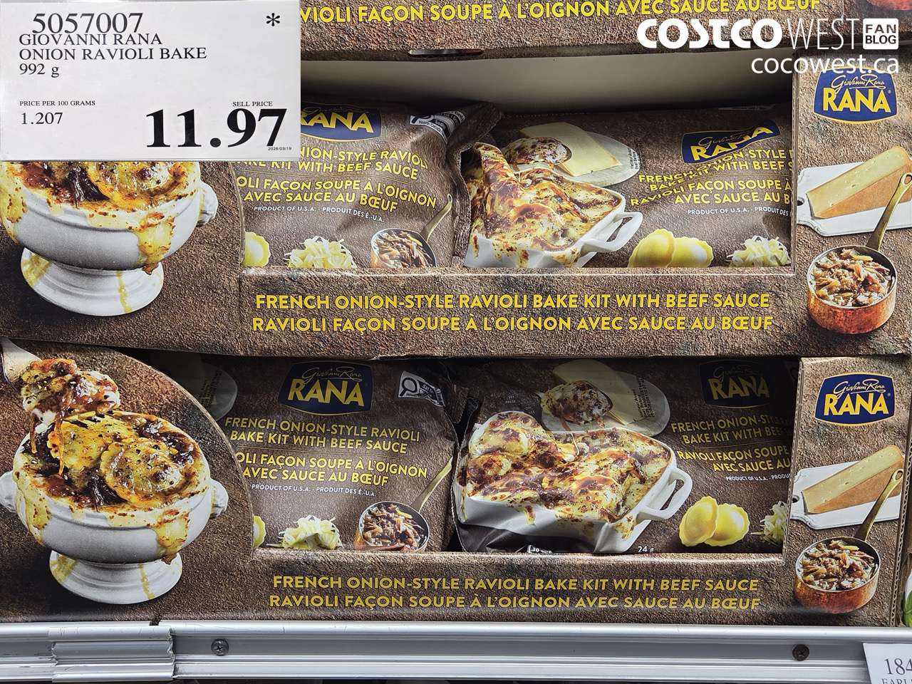 5057007 GIOVANNI RANA ONION RAVIOLI BAKE 992 G $11.97