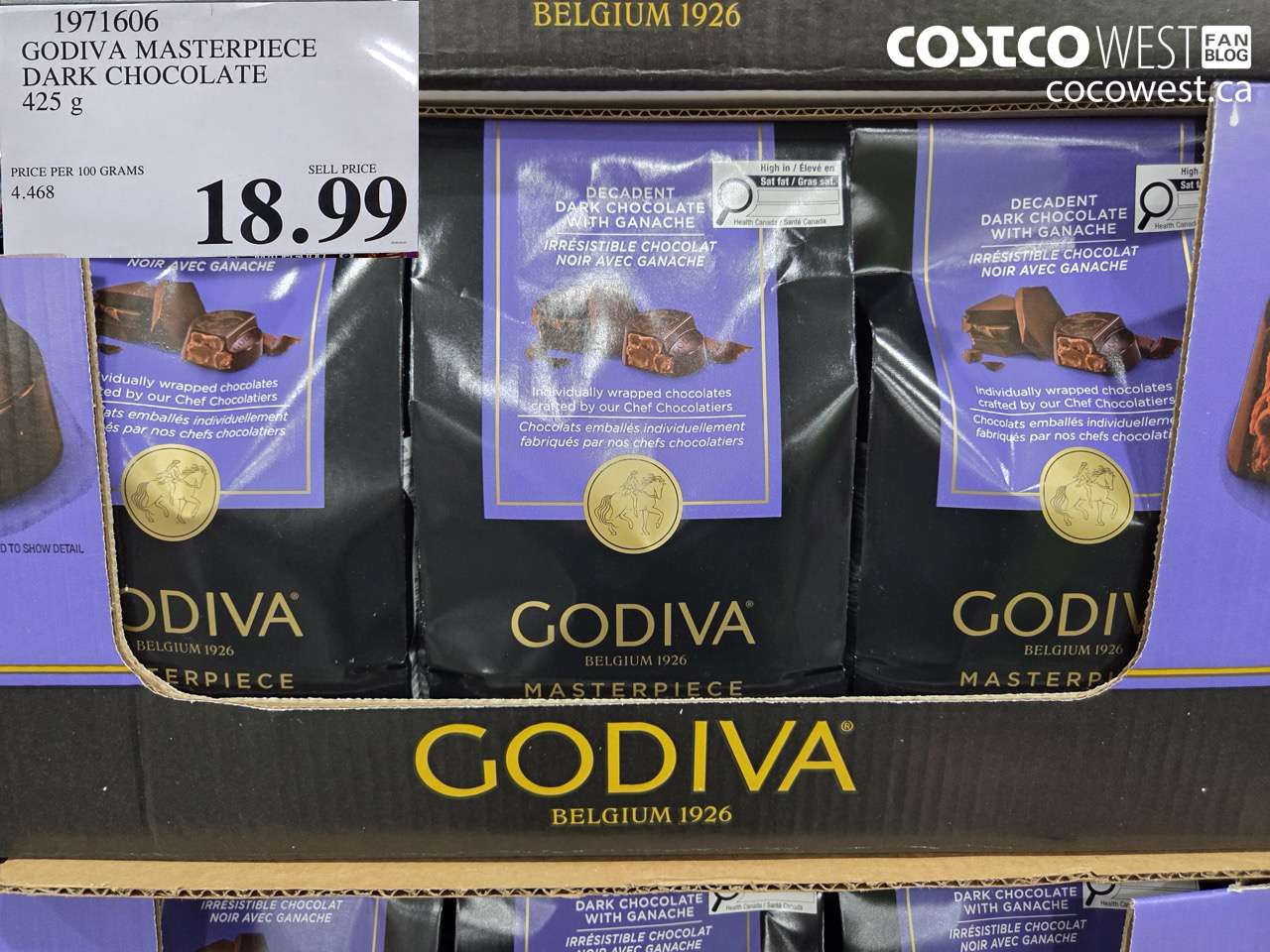 1971606 GODIVA MASTERPIECE DARK CHOCOLATE 425 g $18.99