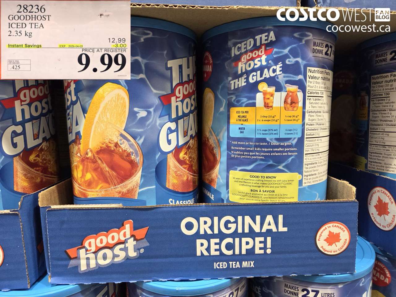 28236 GOODHOST ICED TEA 2.35 KG ($3.00 INSTANT SAVINGS EXPIRES ON 2026-04-05) $9.99