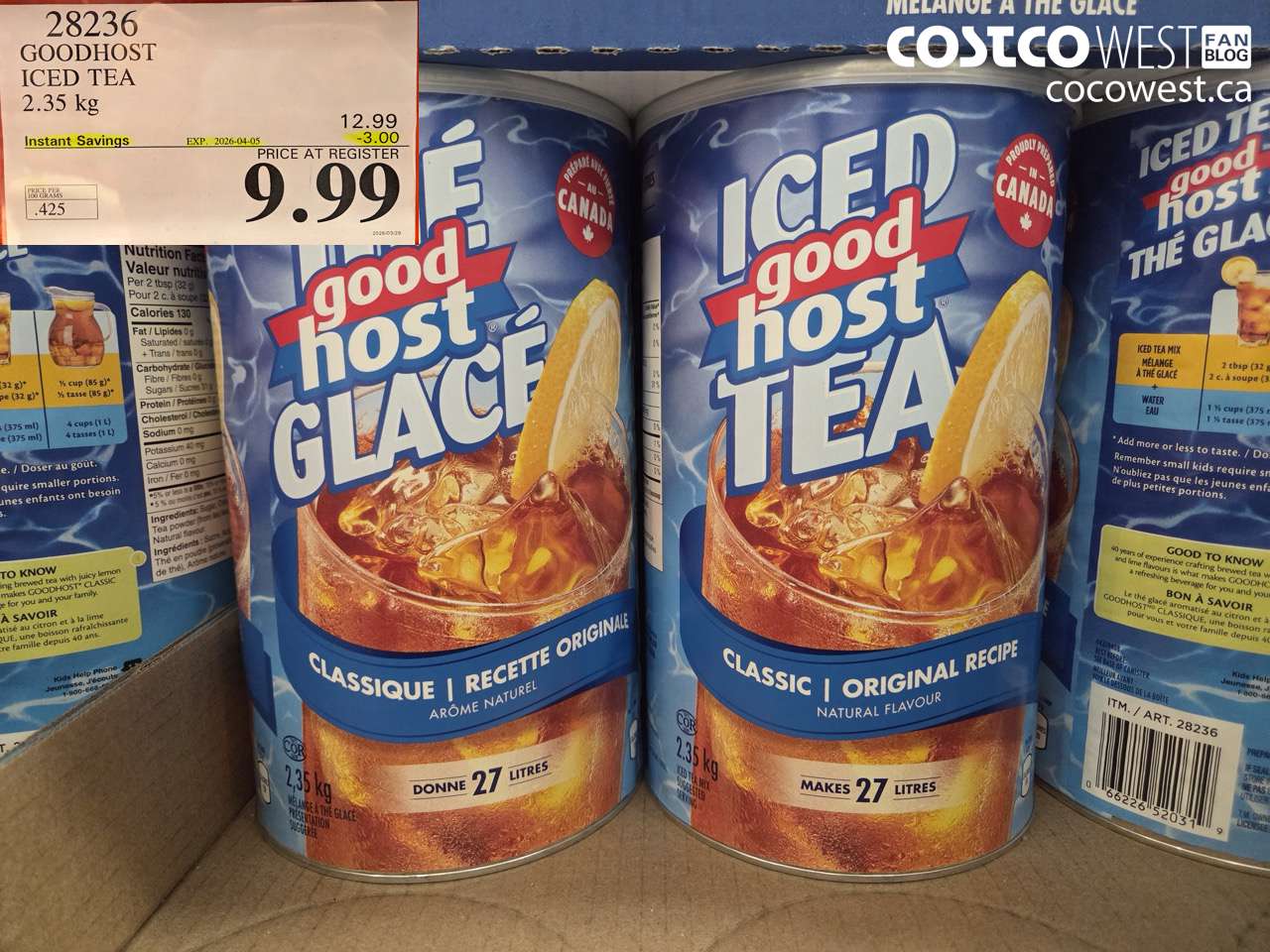 28236 GOODHOST ICED TEA 2.35 KG ($3.00 INSTANT SAVINGS EXPIRES ON 2026-04-05) $9.99