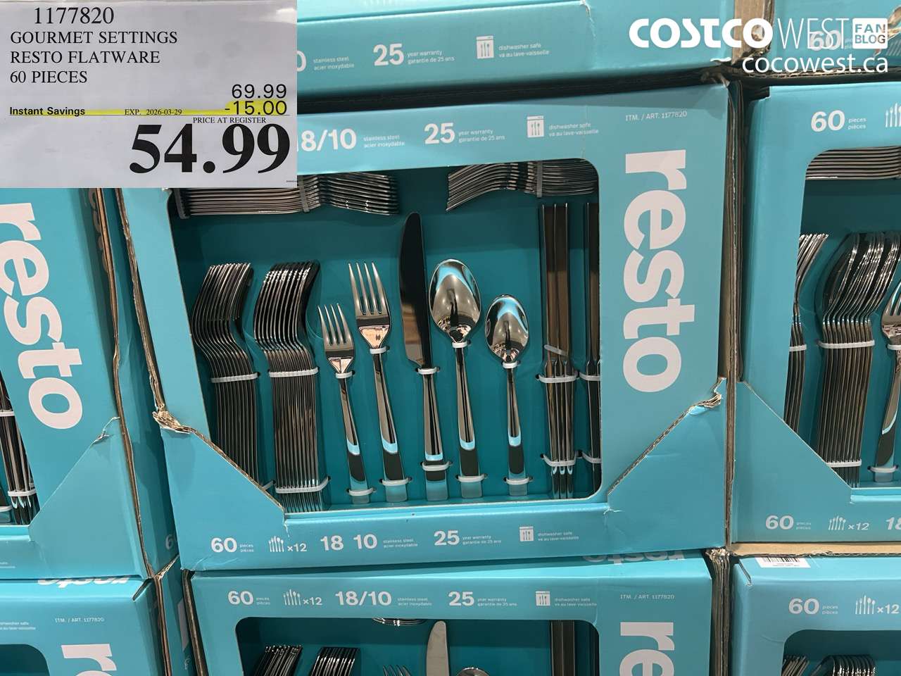 1177820 GOURMET SETTINGS RESTO FLATWARE 60 PIECES ($15.00 INSTANT SAVINGS EXPIRES ON 2026-03-29) $54.99