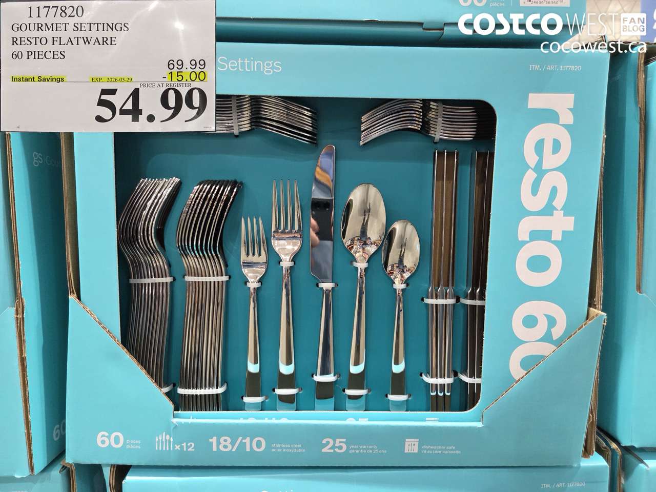 1177820 GOURMET SETTINGS RESTO FLATWARE 60 PIECES ($15.00 INSTANT SAVINGS EXPIRES ON 2026-03-29) $54.99