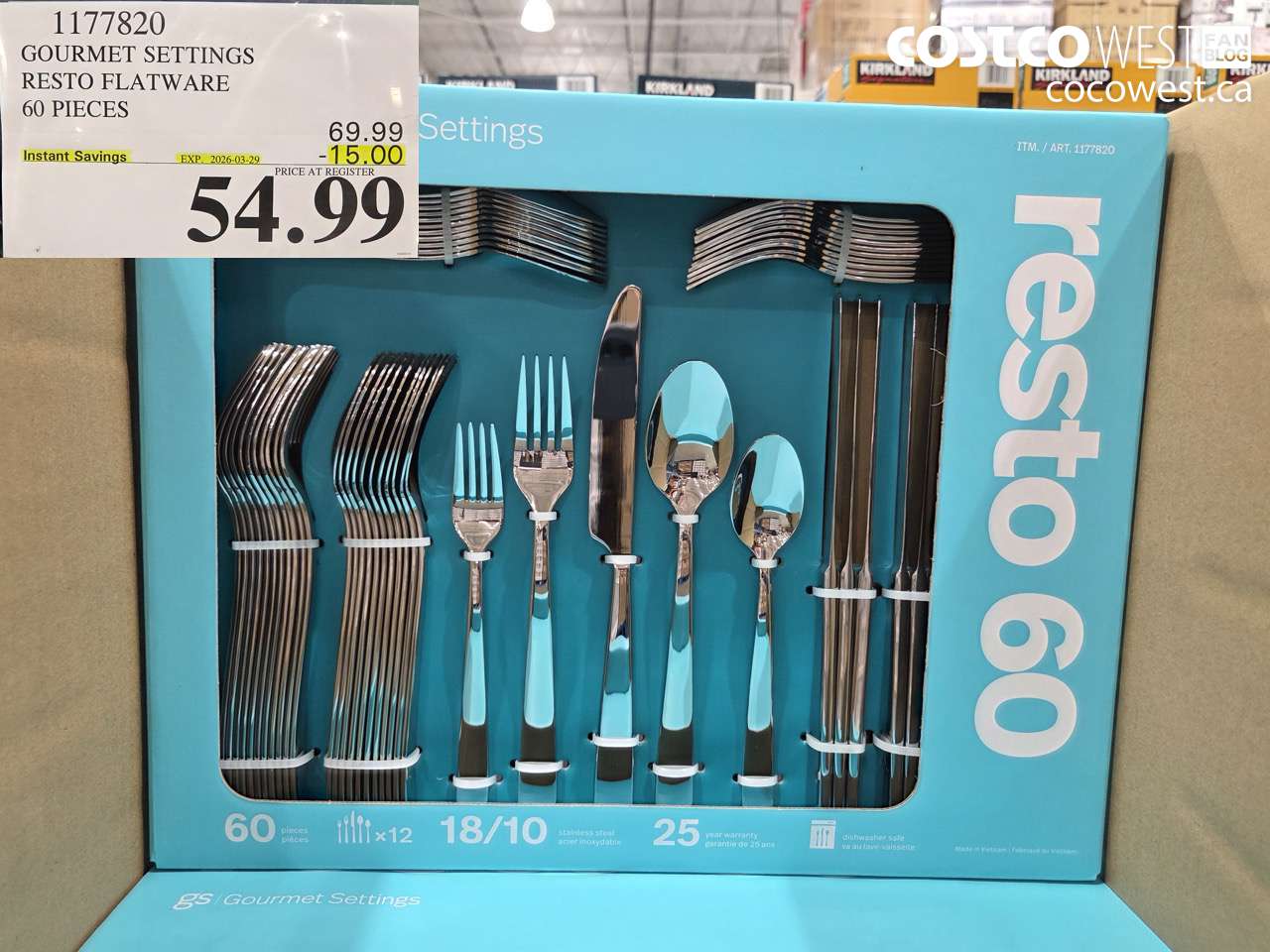 1177820 GOURMET SETTINGS RESTO FLATWARE 60 PIECES ($15.00 INSTANT SAVINGS EXPIRES ON 2026-03-29) $54.99