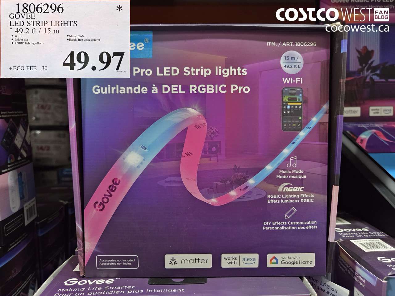 1806296 GOVEE LED STRIP LIGHTS 49.2 FT / 15M $49.97