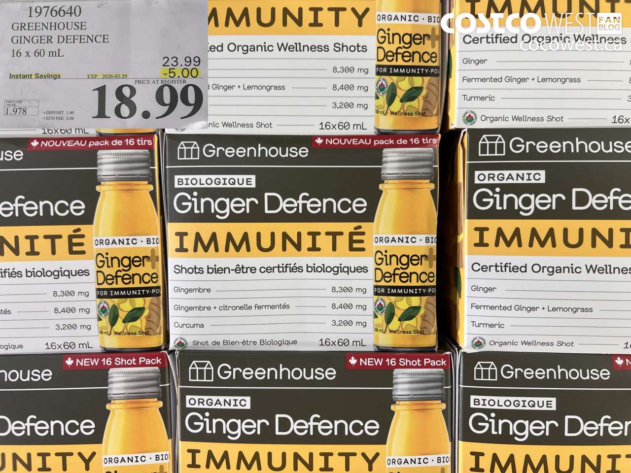 1976640 GREENHOUSE GINGER DEFENCE 16 X 60 ML ($5.00 INSTANT SAVINGS EXPIRES ON 2026-03-29) $18.99