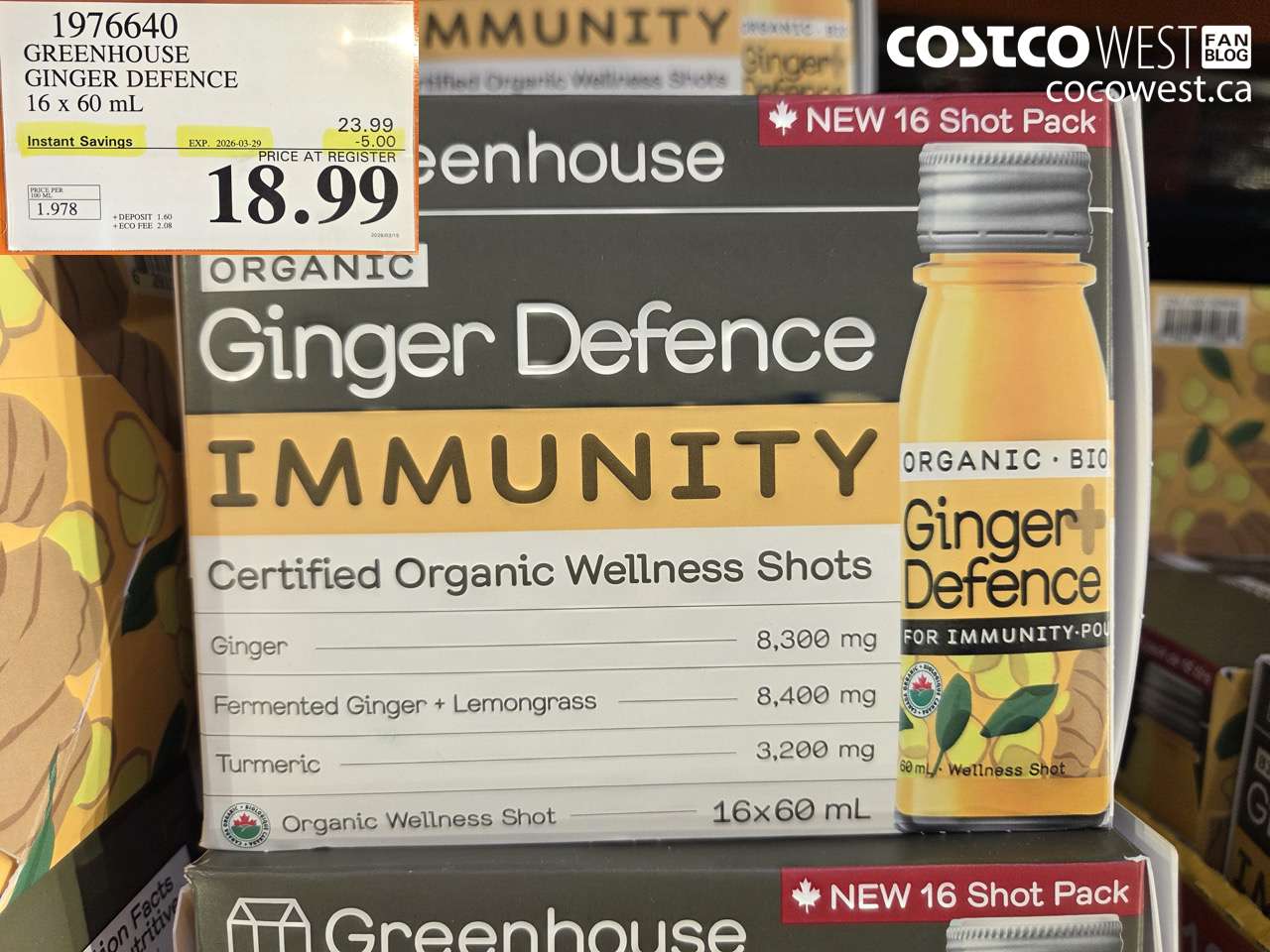 1976640 GREENHOUSE GINGER DEFENCE 16 X 60 ML ($5.00 INSTANT SAVINGS EXPIRES ON 2026-03-29) $18.99
