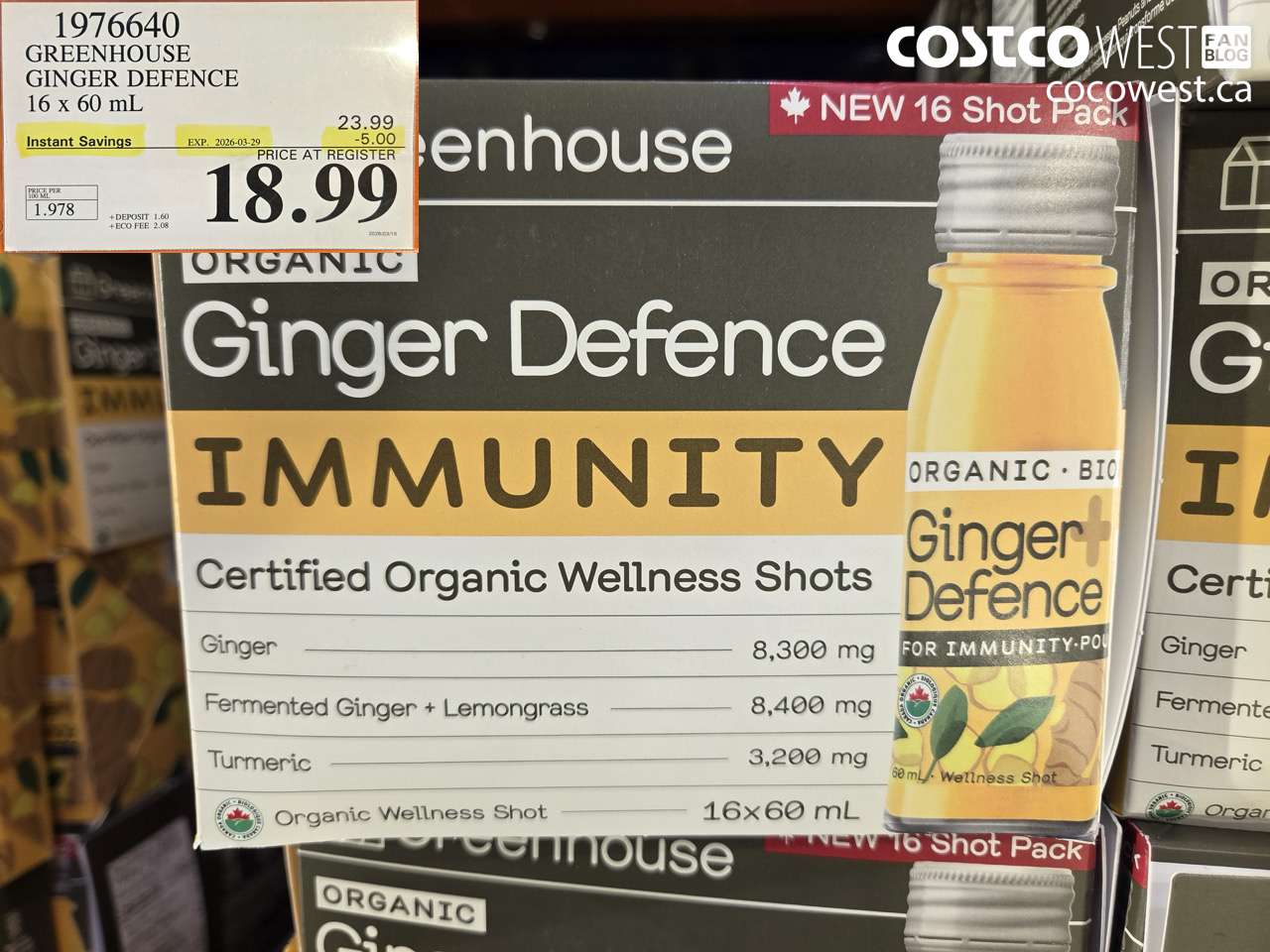 1976640 GREENHOUSE GINGER DEFENCE 16 X 60 ML ($5.00 INSTANT SAVINGS EXPIRES ON 2026-03-29) $18.99