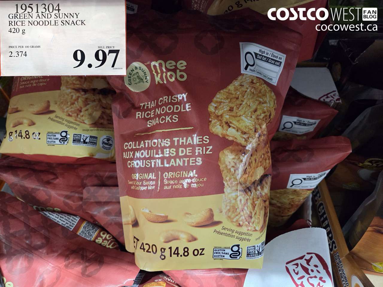 1951304 GREEN AND SUNNY RICE NOODLE SNACK 420G $9.97