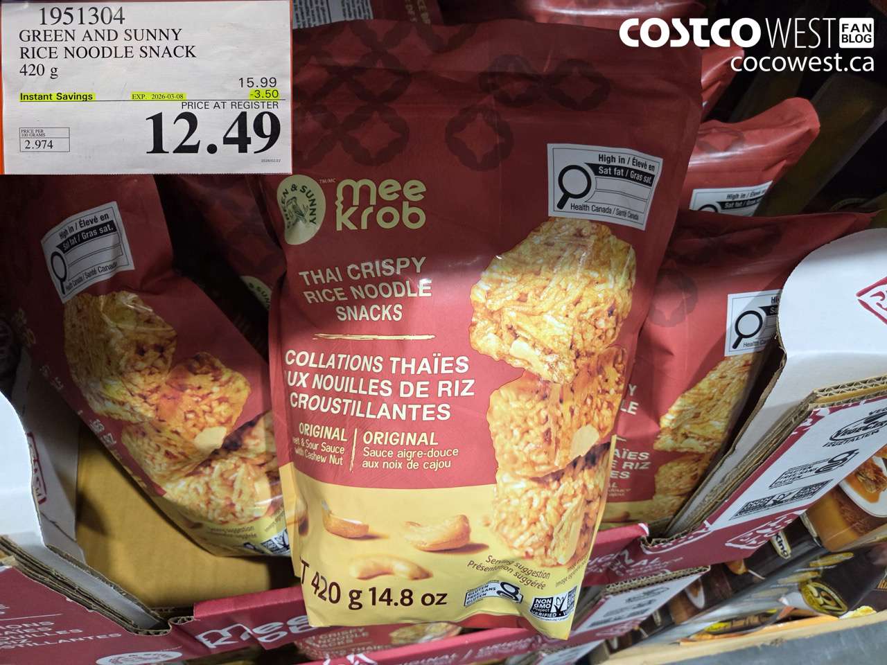 1951304 GREEN AND SUNNY RICE NOODLE SNACK 420 G ($3.50 INSTANT SAVINGS EXPIRES ON 2026-03-08) $12.49