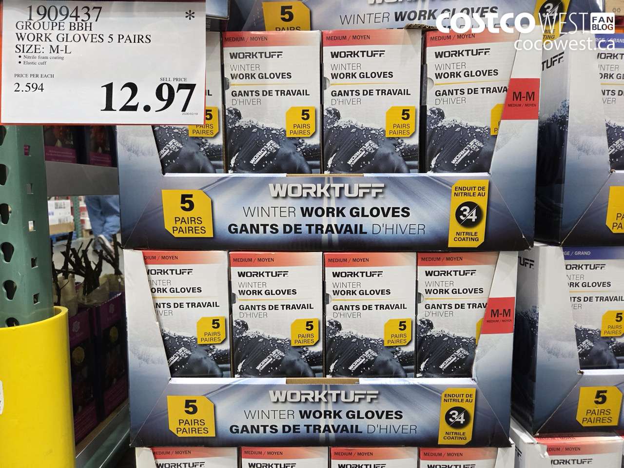 1909437 GROUPE BBH WORK GLOVES 5 PAIRS SIZE M-L $12.97