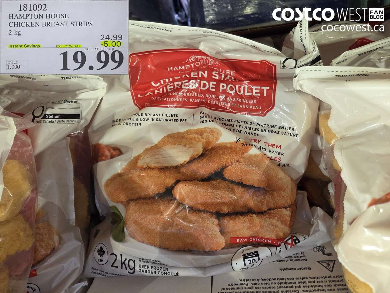 181092 HAMPTON HOUSE CHICKEN BREAST STRIPS 2L ($5.00 INSTANT SAVINGS EXPIRES ON 2026-03-15) $19.99
