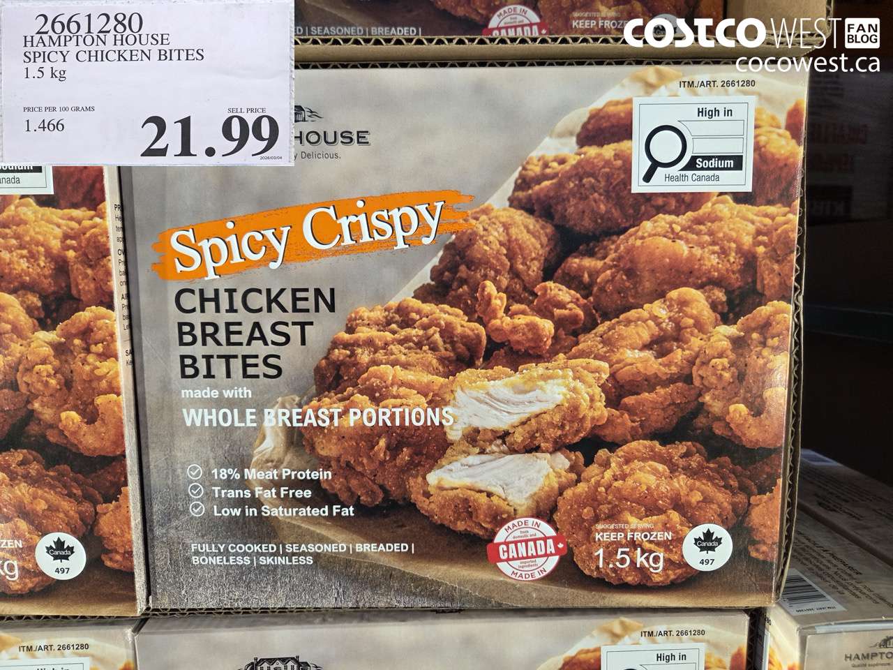 2661280 HAMPTON HOUSE SPICY CHICKEN BITES 1.5 KG $21.99