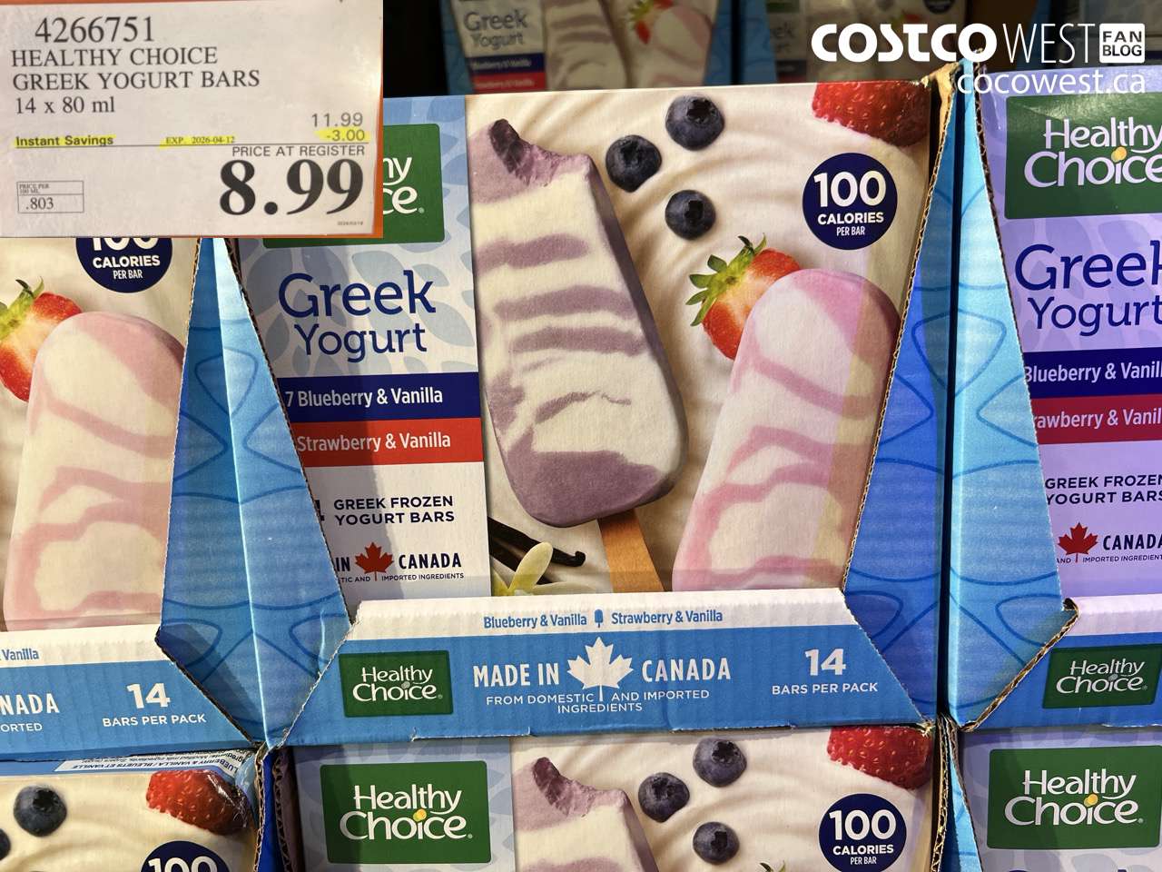 4266751 HEALTHY CHOICE GREEK YOGURT BARS 14 X 80 ML ($3.00 INSTANT SAVINGS EXPIRES ON 2026-04-12) $8.99