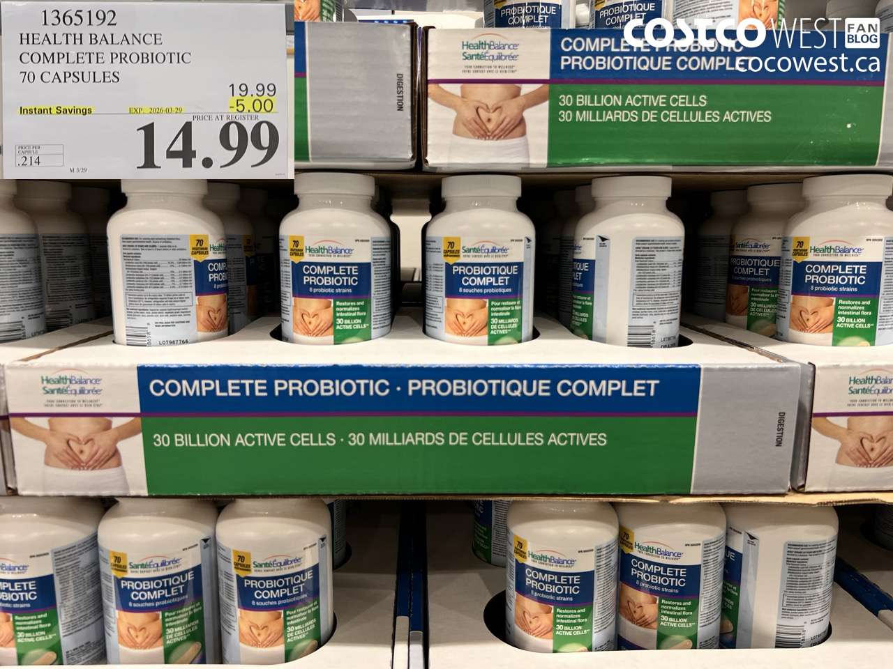 1365192 HEALTH BALANCE COMPLETE PROBIOTIC 70 CAPSULES ($5.00 INSTANT SAVINGS EXPIRES ON 2026-03-29) $14.99