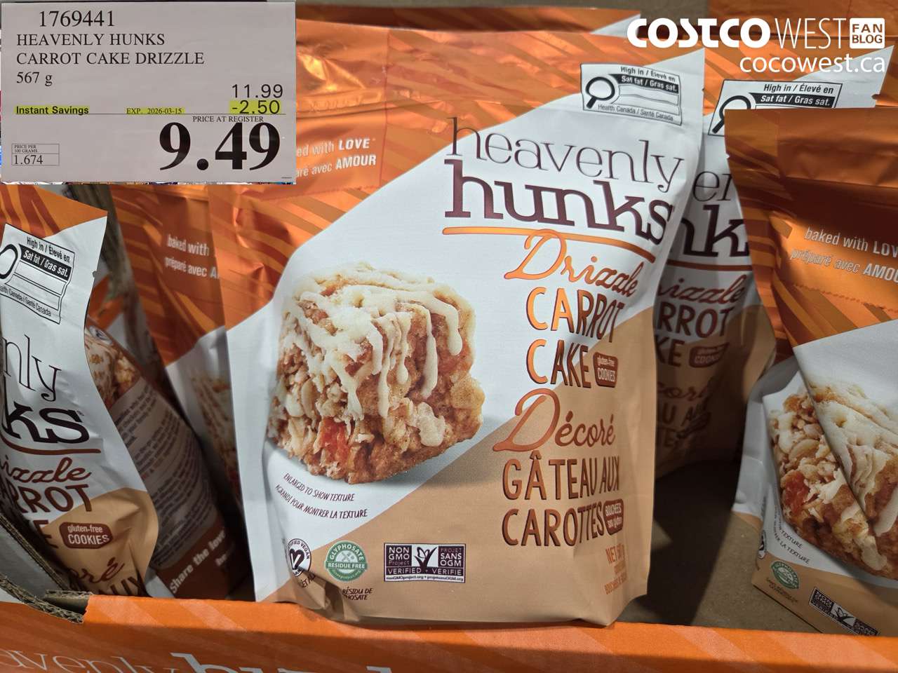 1769441 HEAVENLY HUNKS CARROT CAKE DRIZZLE 567G ($2.50 INSTANT SAVINGS EXPIRES ON 2026-03-15) $9.49