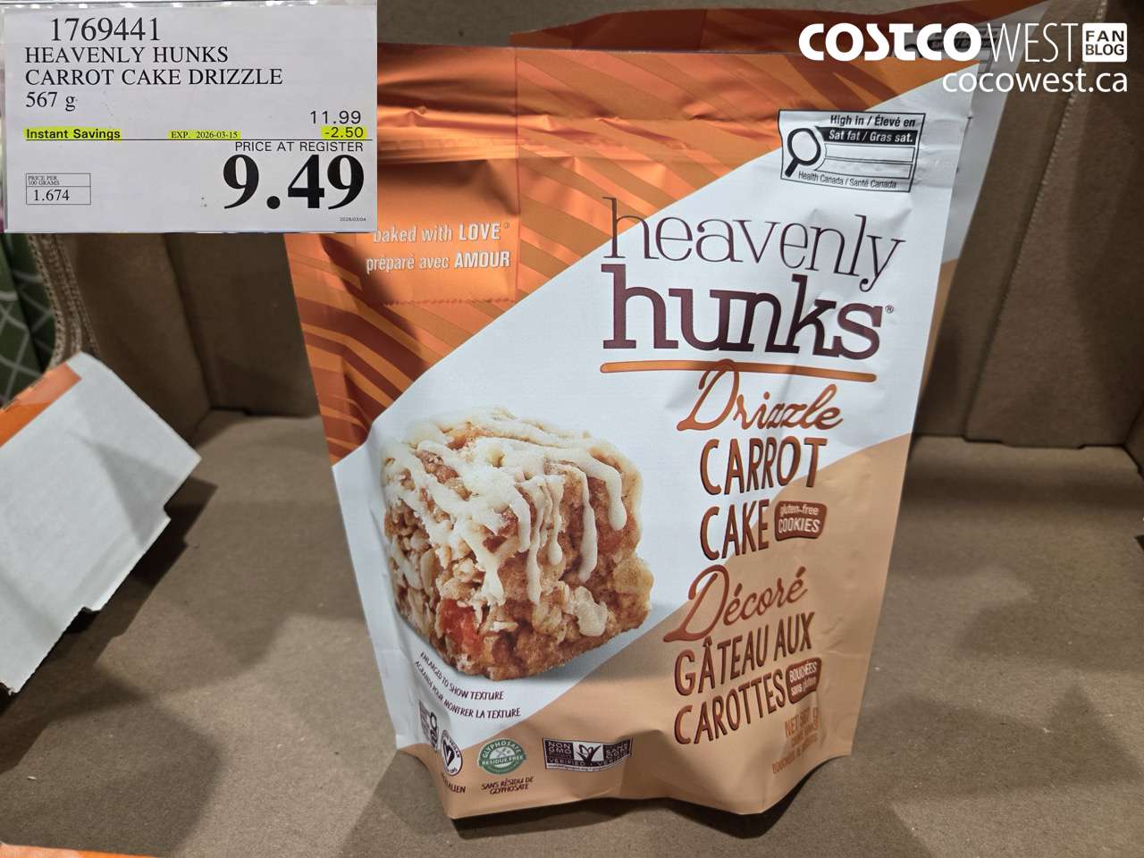 1769441 HEAVENLY HUNKS CARROT CAKE DRIZZLE 567 G ($2.50 INSTANT SAVINGS EXPIRES ON 2026-03-15) $9.49