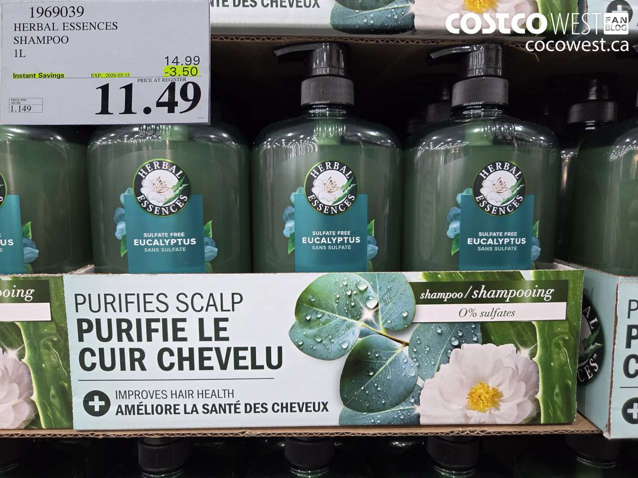 1969039 HERBAL ESSENCES SHAMPOO 1L ($3.50 INSTANT SAVINGS EXPIRES ON 2026-03-15) $11.49