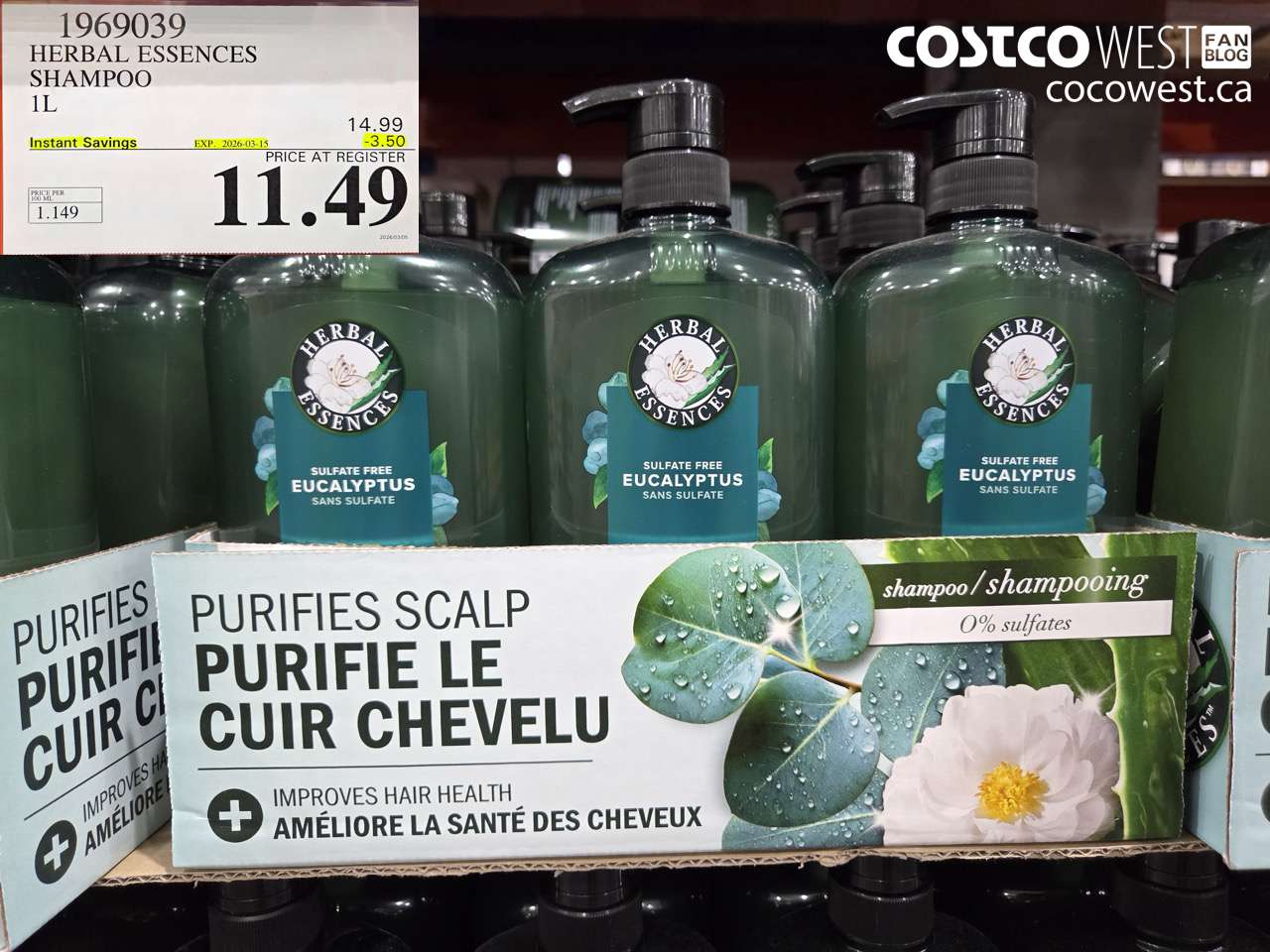 1969039 HERBAL ESSENCES SHAMPOO 1L ($3.50 INSTANT SAVINGS EXPIRES ON 2026-03-15) $11.49
