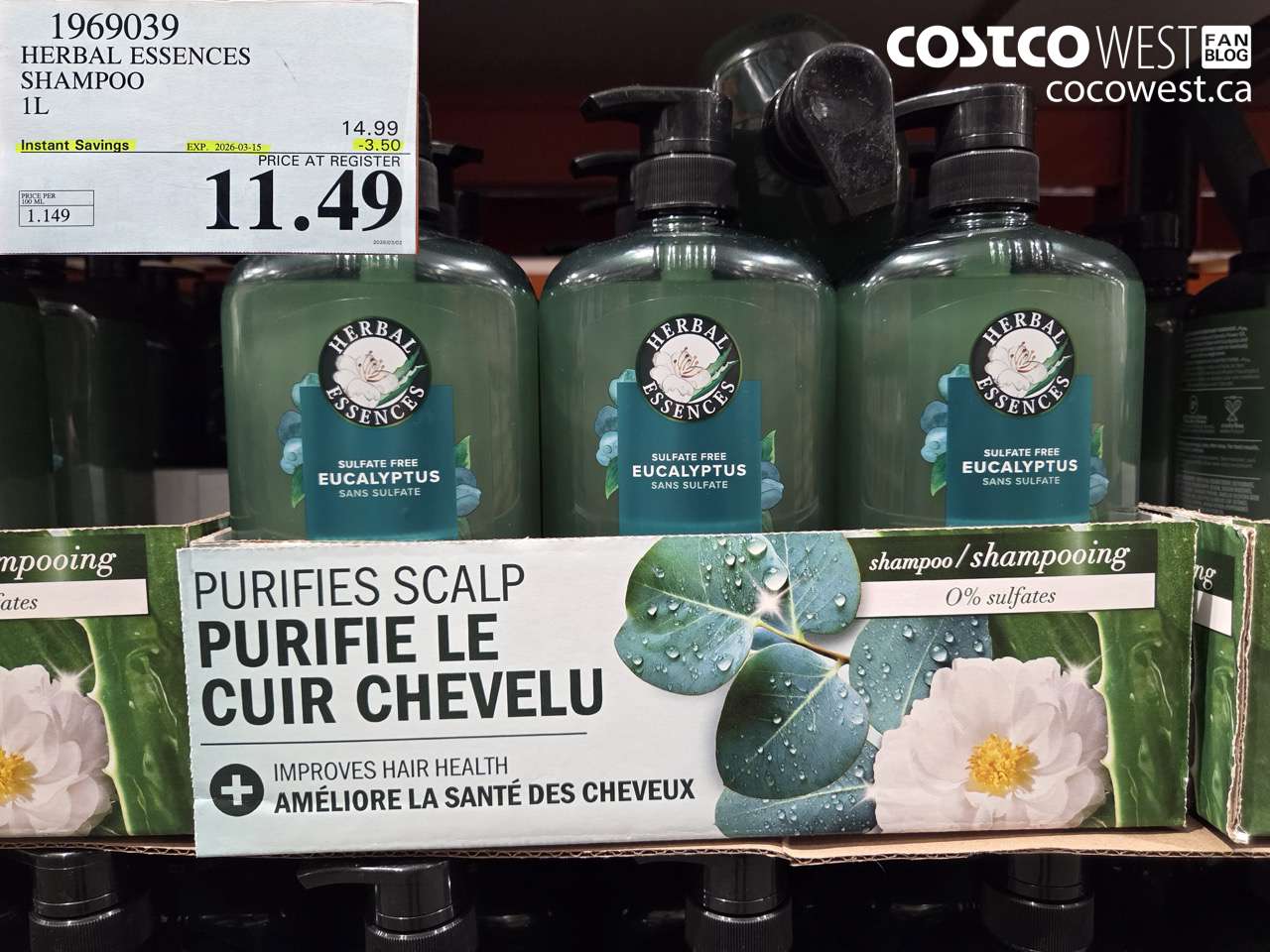 1969039 HERBAL ESSENCES SHAMPOO 1L ($3.50 INSTANT SAVINGS EXPIRES ON 2026-03-15) $11.49