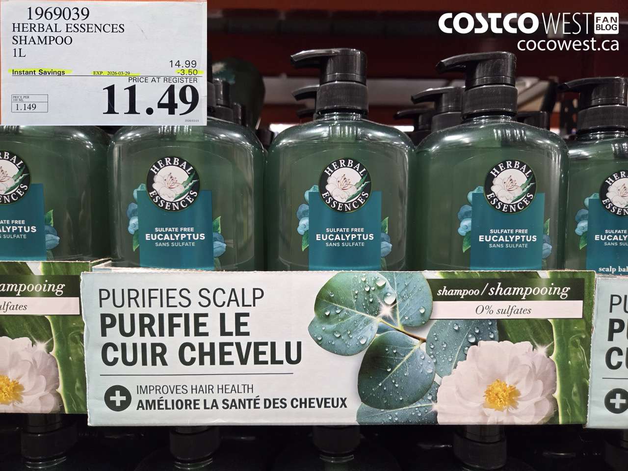 1969039 HERBAL ESSENCES SHAMPOO 1L ($3.50 INSTANT SAVINGS EXPIRES ON 2026-03-29) $11.49