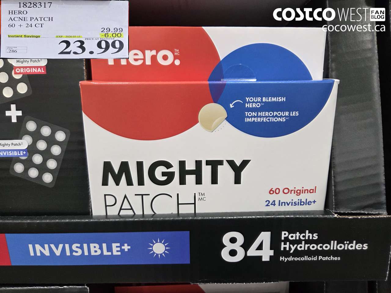 1828317 HERO ACNE PATCH 60 + 24CT ($6.00 INSTANT SAVINGS EXPIRES ON 2026-03-15) $23.99