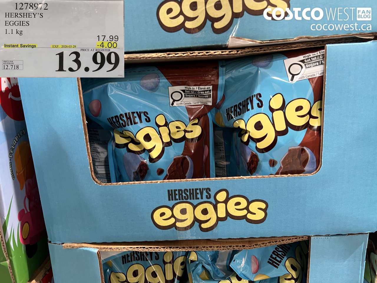 1278972 HERSHEY'S EGGIES 1.1KG ($4.00 INSTANT SAVINGS EXPIRES ON 2026-03-29) $13.99