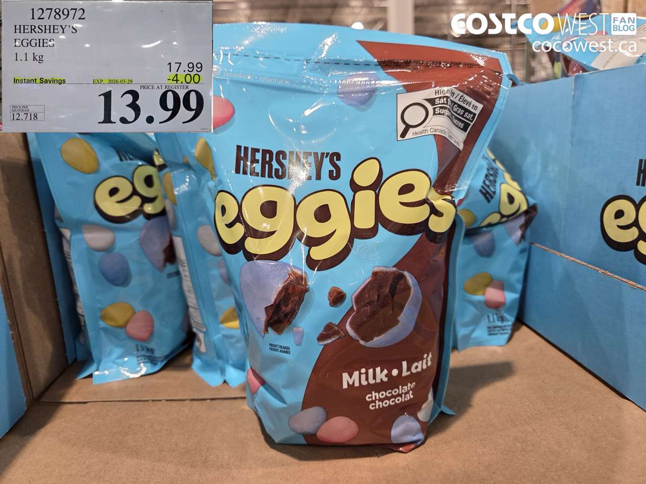 1278972 HERSHEY'S EGGIES 1.1 KG ($4.00 INSTANT SAVINGS EXPIRES ON 2026-03-29) $13.99