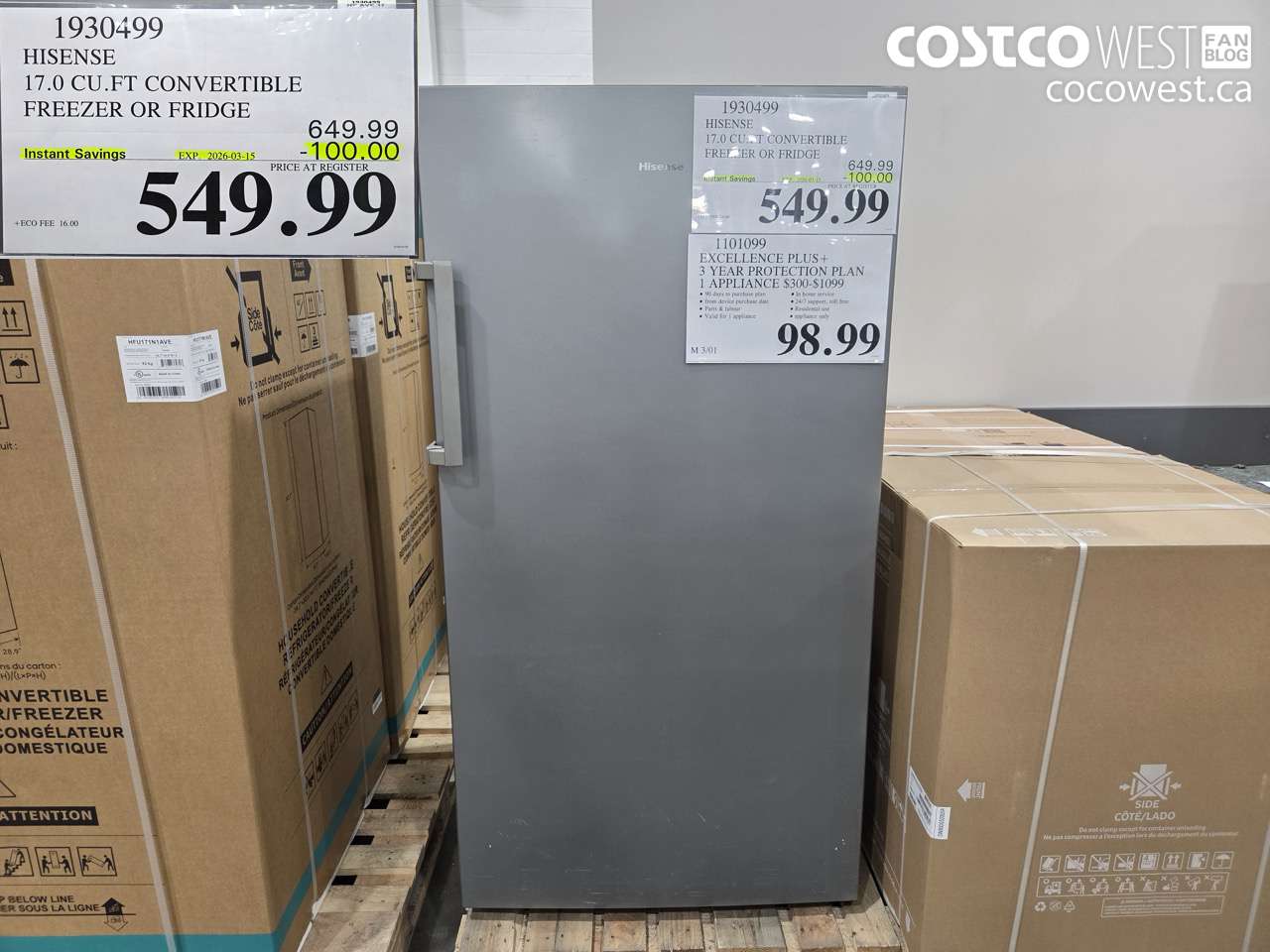 1930499 HISENSE 17.0 CU.FT CONVERTIBLE FREEZER OR FRIDGE ($100.00 INSTANT SAVINGS EXPIRES ON 2026-03-15) $549.99