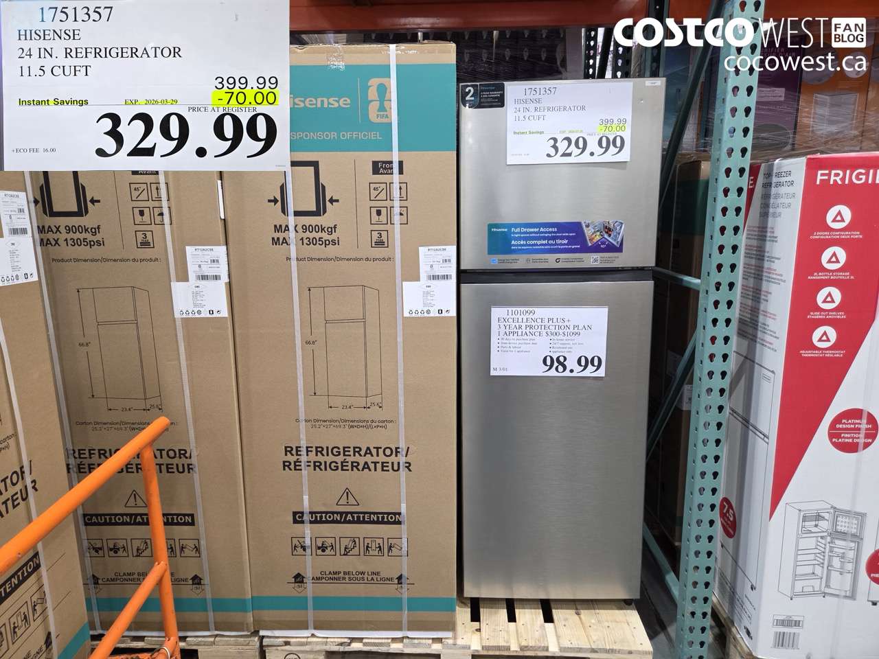 1751357 HISENSE 24 IN. REFRIGERATOR 11.5 CUFT ($70.00 INSTANT SAVINGS EXPIRES ON 2026-03-29) $329.99