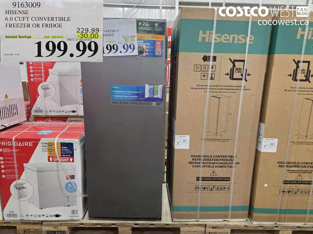 916309 HISENSE 6.0 CUFT CONVERTIBLE FREEZER OR FRIDGE ($30.00 INSTANT SAVINGS EXPIRES ON 2026-04-01) $199.99