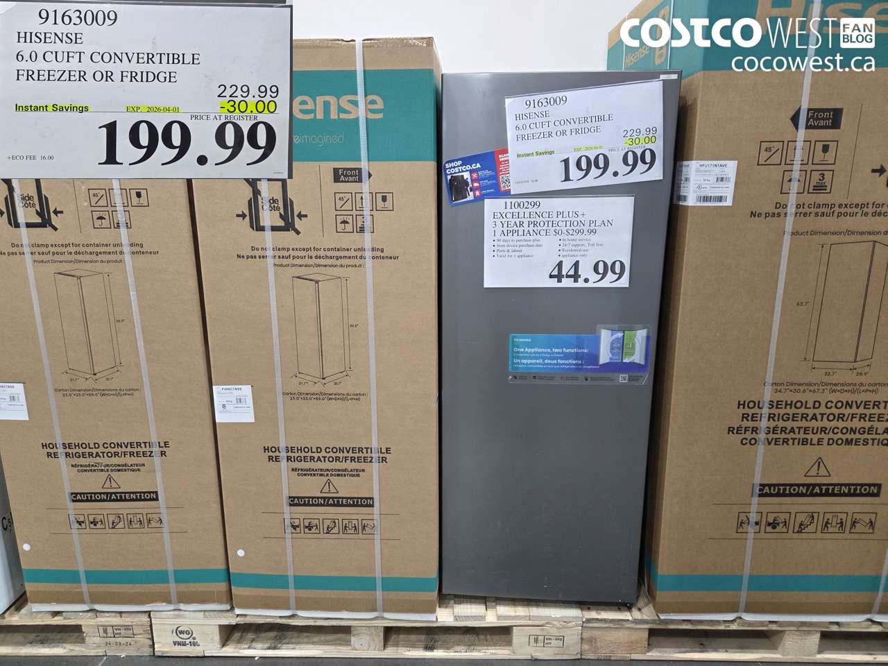 9163009 HISENSE 6.0 CUFT CONVERTIBLE FREEZER OR FRIDGE ($30.00 INSTANT SAVINGS EXPIRES ON 2026-04-01) $199.99
