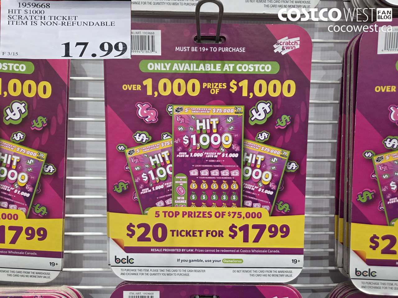 1959668 HIT $1000 SCRATCH TICKET ITEM IS NON-REFUNDABLE $17.99